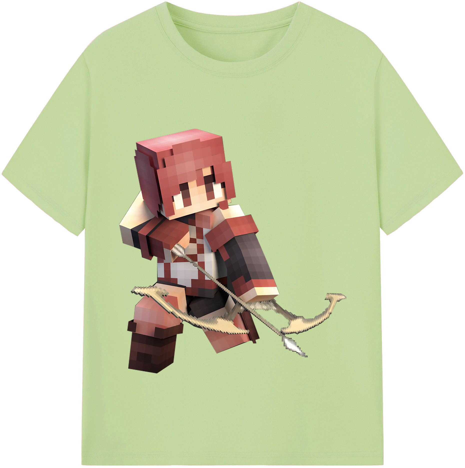 （画像用） マインクラフト ブロックの世界 Minecraft MC Block world 綿100％半袖Tシャツ（フロントプリント）